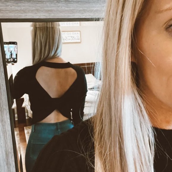 Remember Me Open Back Ribbed Knit Sweater Top - Picture 2 of 3